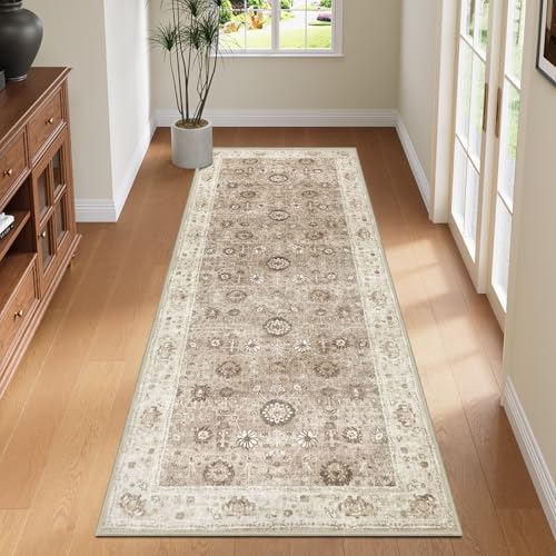 Capslpad 2x6 Hallway Runner, Brown Vintage Washable Runner