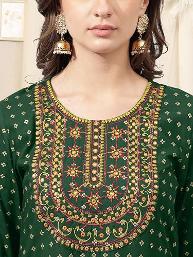 Image of MIRCHI FASHION Women's Straight Fit Paisley Printed And Embellished Kurta Set with Dupatta and Trouser