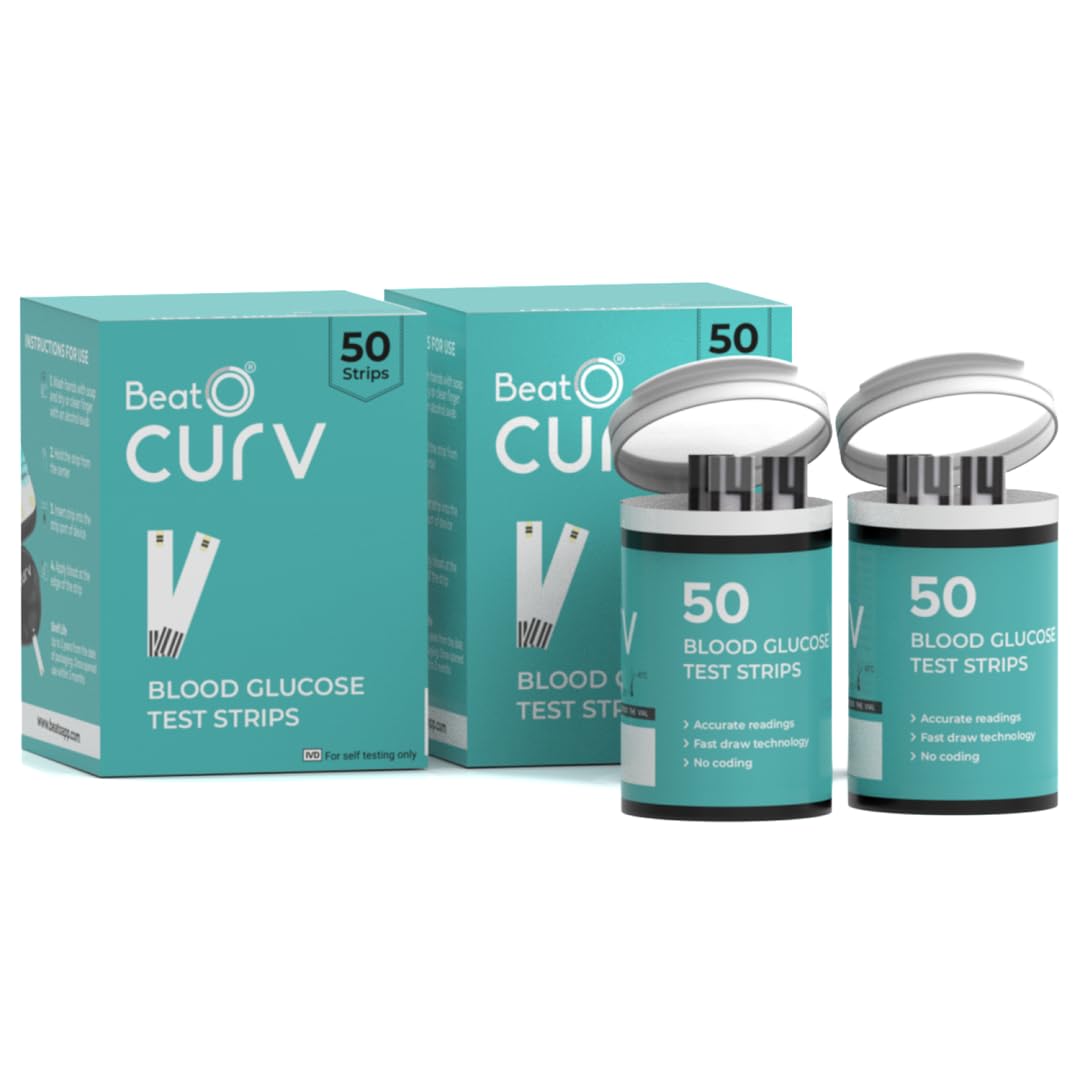 BeatO CURV - Glucometer Test Strips | Blood Glucose Test Strips for Sugar Machine (100 Test Strips Only) (B08R5RS7DR) Amazon Price History, Amazon Price Tracker