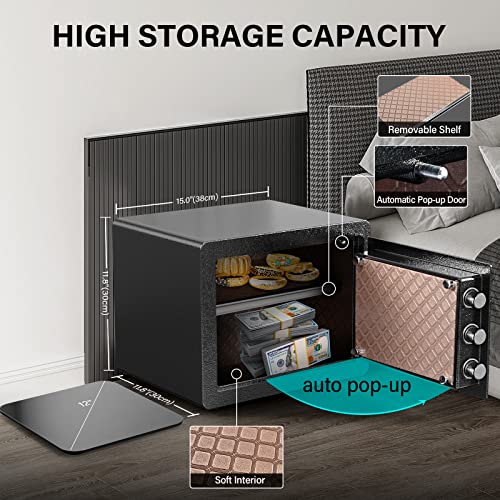Safe Box, 1.2 Cu Ft Fireproof Cabinet Safe With Biometric Fingerprint & Touchscreen, Gun Safe With Removable Shelf & Alarm System, Safe For Secure Documents & Valuables, Safe Box For Home Hotel Office #TOP4