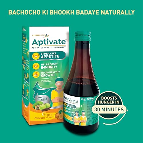 Image of Aptivate 100% Ayurvedic Syrup - Appetite stimulant for children - helps Boost Immunity Naturally - (Pineapple flavour, 175ml)