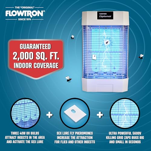 Image of Flowtron Indoor Bug Zapper, 120W UV, Shock Grid, 2000 Sq Ft, UL