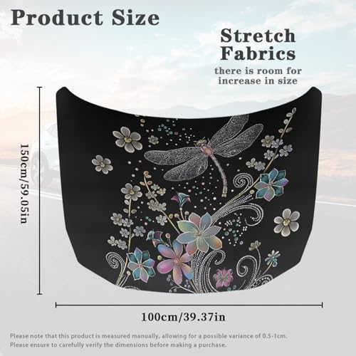 Image of Renewold Car Hood Cover for Automobile Dragonfly Flower Vehicle Hood Protector Decor Outdoor Hood Wrap Blanket Auto Accessories for Leaves Gift for Friend Family Car Lovers
