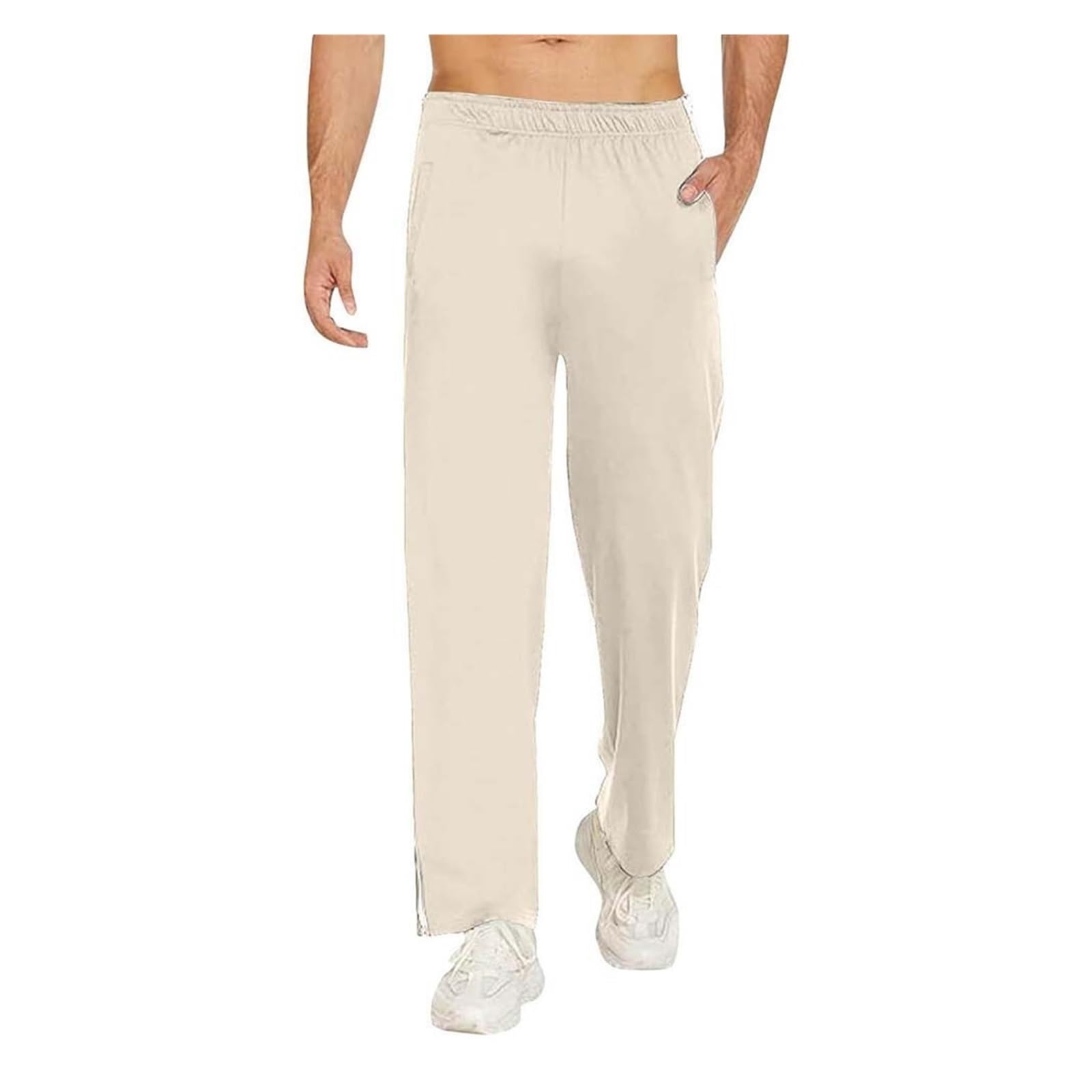 Pantaloni da Allenamento da Basket da Uomo da Jogging con Cerniera su Tutta La Lunghezza Sportivi for Il Tempo Libero Larghi da Uomo Senza Polsini da Uomo Relax(Apricot,M)