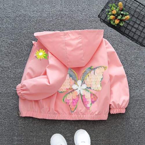 PINU Girls Sequin Butterfly Jacket-Sparkle Hooded Windbreaker-Shimmer Butterfly Lightweight Spring Fall Outerwear for Kids3