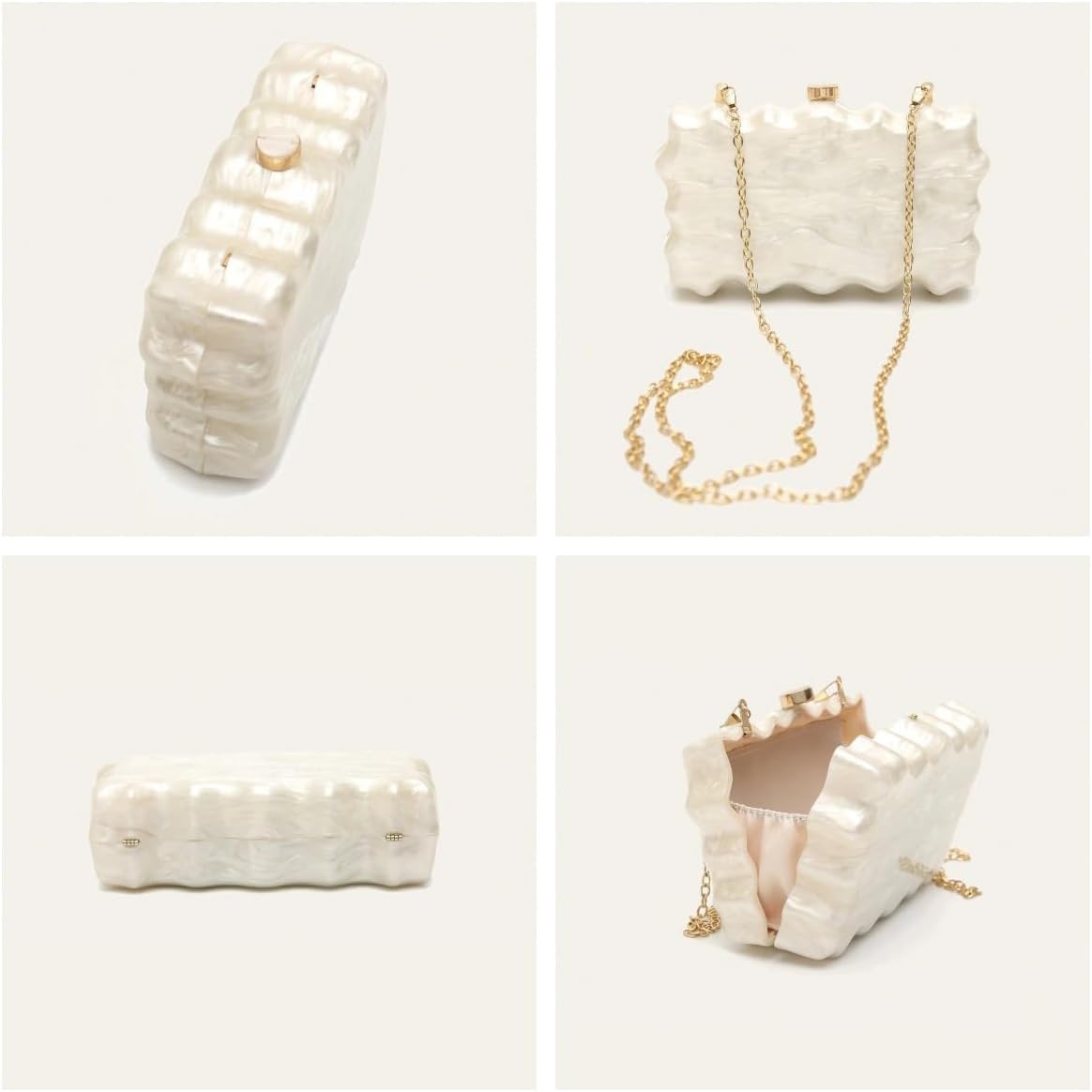 Women Acrylic Evening Clutch Purse Glitter Wavy Marble Handbag Chain Shoulder Bag for Party Prom Cocktail