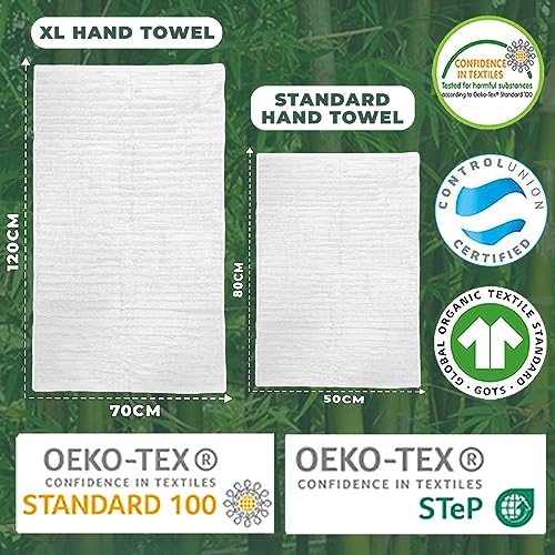 Towelogy Bamboo Hand Towels 2-Pack 50x80 cm Premium Quality Soft and Absorbent Towels for Hotel Spa Bathroom - Image 4