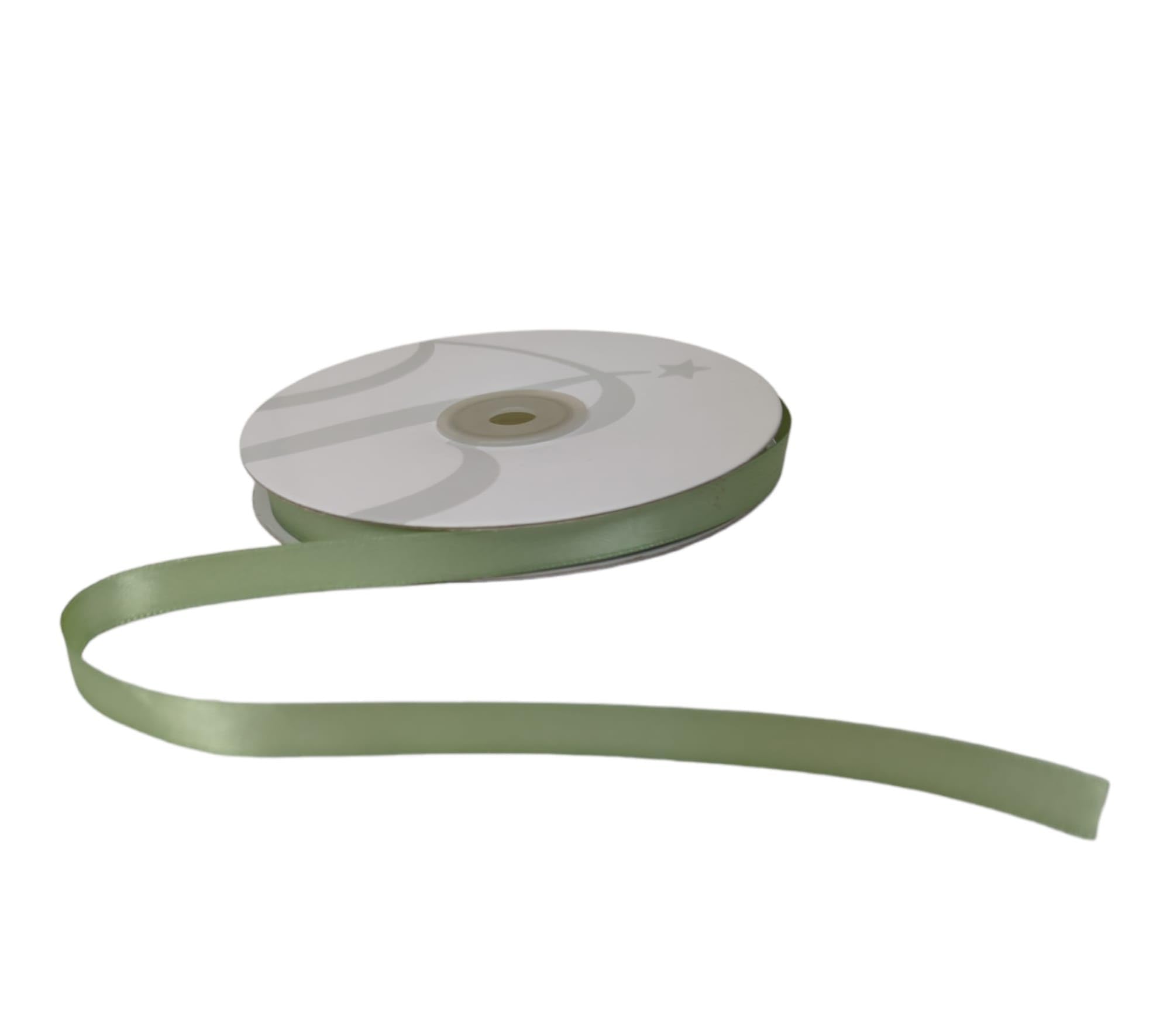 Nastro Doppio Raso 10mm X 50 Metri per Artigianato, Natale, Decorazioni, Adatto Per confezionare Regali, Feste di Compleanno, Matrimoni, Bomboniere (Verde Salvia)
