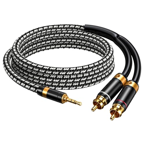 Wekuant Audiophile RCA Cable, [1M/3.2Feet, Silvered-Plated Copper core] 3.5mm Male to 2RCA Male Stereo Audio Adapter Cable with Outer diameters 6.5mm for Smartphones, Tablets, Speakers, HDTV