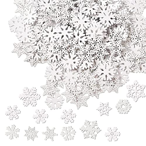 100 Stücke Weihnachtsdeko Schneeflocken Holz, Streudeko, Tischdeko,...