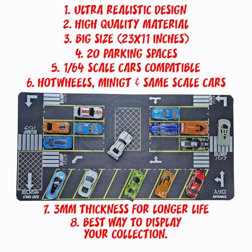 Image of Moto Apparels Street Soul | Parking lot mat Diorama for 1 /64 Scale Cars (Hotwheels,minigt,majoratte, etc) Large Size 11X22 inches **Cars not Included