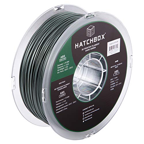 HATCHBOX Paint-Free ABS 3D Printer Filament, Dimensional Accuracy +/- 0.03 mm, 1 kg Spool, 1.75 mm, Green