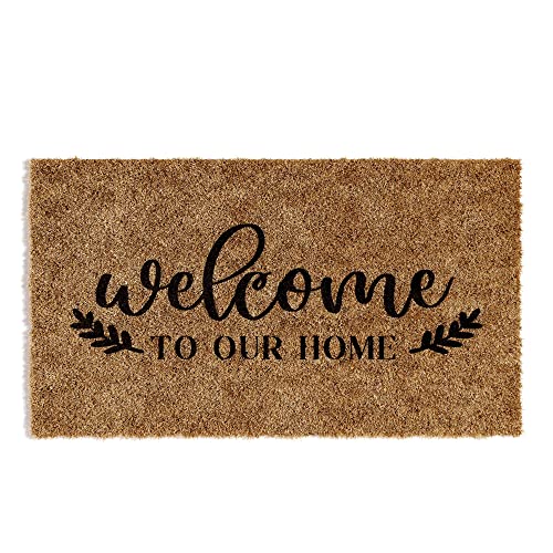 Barnyard Designs ‘Welcome to our Home’ Doormat, Indoor/Outdoor Non-Slip Rug, Front Door Welcome Mat for Outside Porch Entrance, Home Entryway Farmhouse Decor, 76 x 43cm
