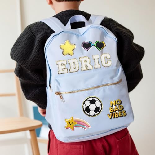 Personalized Name Backpack for Girls, Custom Nylon School Backpack with Patches, Birthday Gifts Bag for Boys and Girls, Christmas Gifts for Toddles Students3