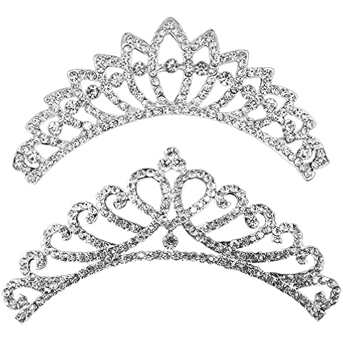 Prinzessin Tiara Kamm, 2 Stück Prinzessin Krone für Kinder Herz Form Kristall Krone Mädchen Strass Krone Haarkämmchen mit Strass Tiara für Mädchen Verkleiden Sich Party Zubehör Cover