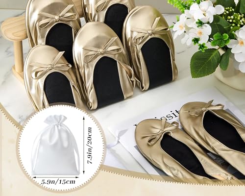 Jecery 6 Pairs Wedding Bridesmaid Ballet Flat Set Women Foldable Flats Portable Ballerina Slippers Wedding Dancing Shoes for Guests Bachelorette Party Gifts Bridal Shower Supplies4