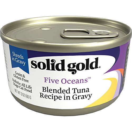 Image of Solid Gold Wet Cat Food Shreds in Gravy - Healthy Canned Cat Food Made w /Real Tuna Shreds, Vitamins, Minerals & Taurine - Grain Free & Gluten Free Canned Meals for Cats & Kittens - 24ct /3oz Can