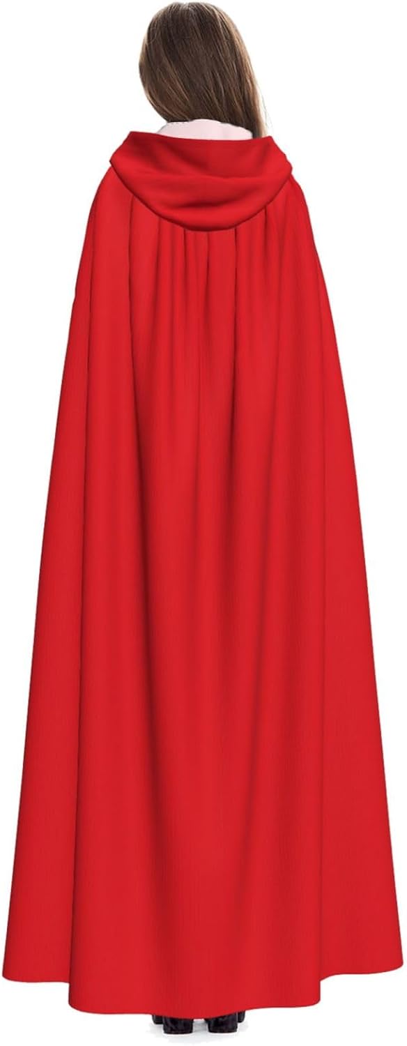 Solid Color Red Men Women Halloween Role Play Party Decoration Hooded Poncho