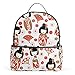 Kokeshi - Mochila para muñecas japonesas para mujeres, adolescentes, niñas, bolso de moda, bolsa de libros, para viajes, universidad, casual, para niños y niñas preescolares, mini suministros