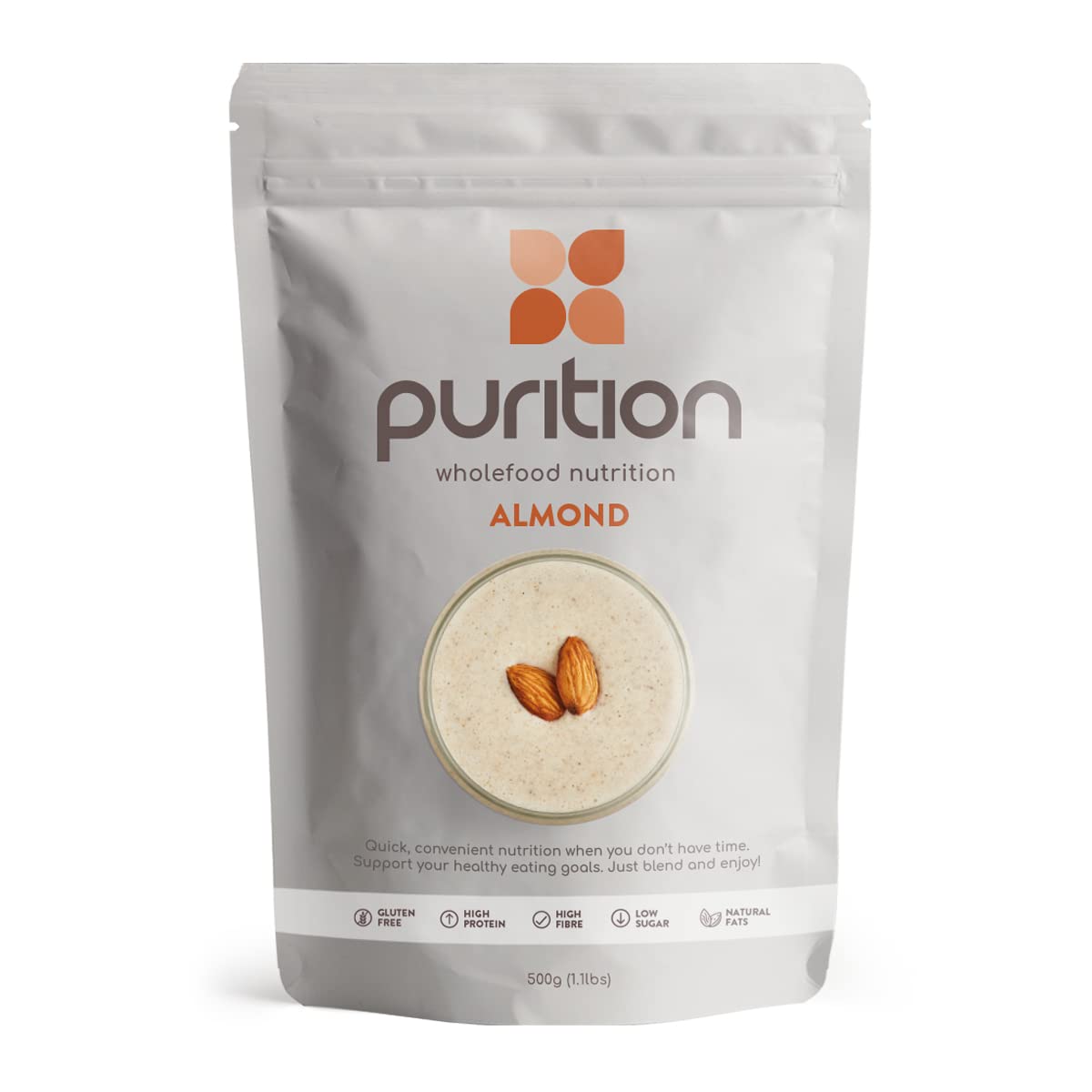 – Purition Almond Large Bag | Premium High Protein Powder for Keto Shakes and Smoothies with Only Natural Ingredients for Weight Loss | 1 x 12 Meal Bag
