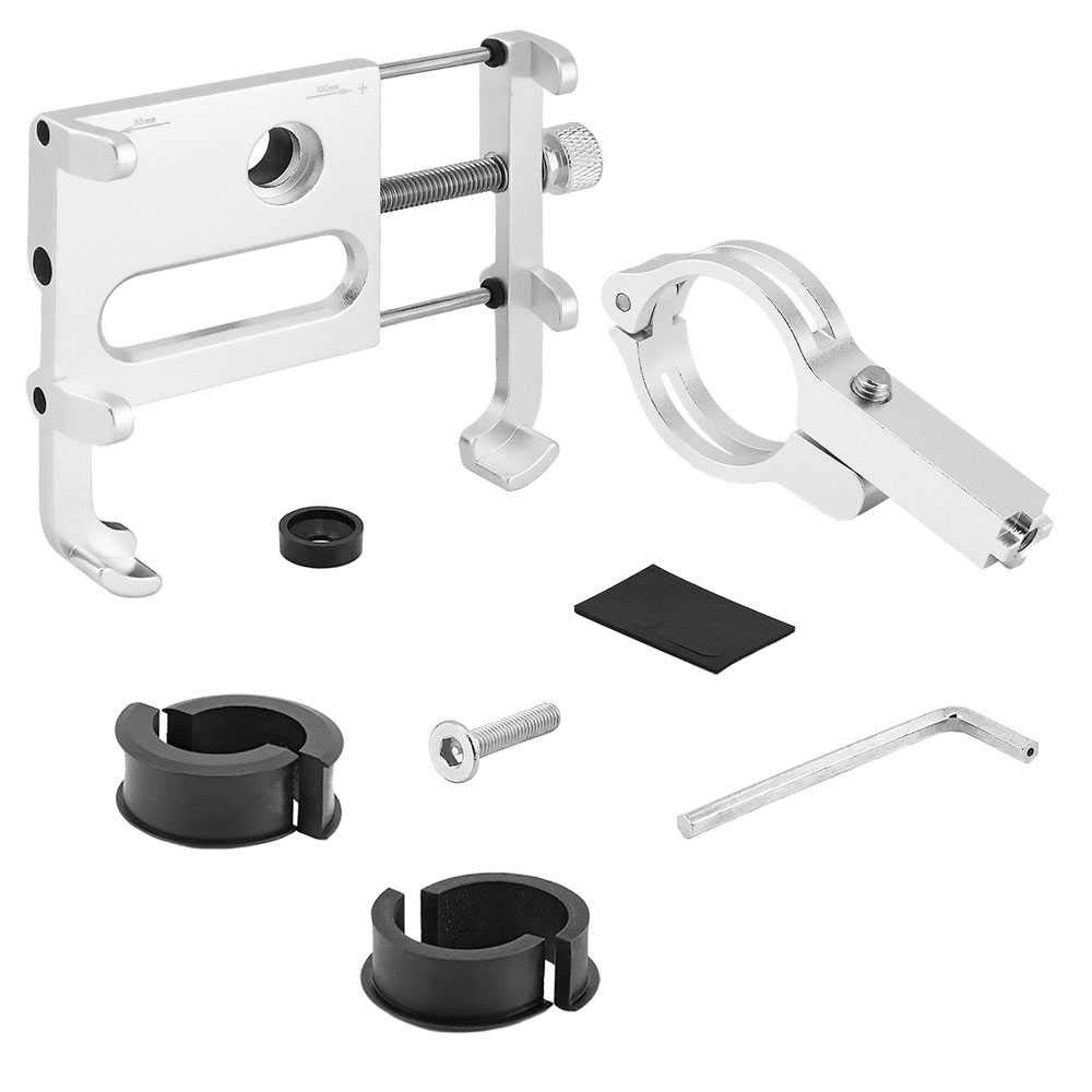 OcioDual Soporte Manillar de Bicicleta Motocicleta MTB para Telefono Movil Metalico Plata