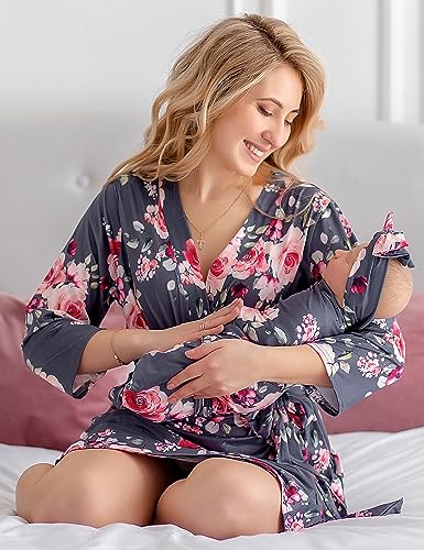 Image of Mommy and Me Robe and Swaddle Set | Maternity Robe Matching Baby Girl, Boy
