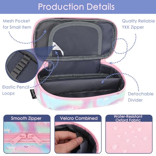 Image of FlowFly Large Capacity Pencil Case for Kids, Boys & Girls - Zippered Multi-Functional Pen Pouch, Soft & Portable Pencil Bag for School, Teens, Students, Glitter#Unicorn