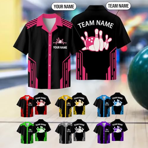Custom Bowling Shirts Customized Unisex Short Sleeve Button Down Casual Shirt Personalized Name Jersey for Men3