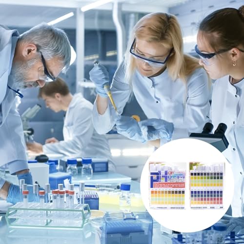 100 Stück PH Teststreifen,PH Wert Teststreifen,Vierfarbiges Säure Basen teststreifen,Lackmuspapier,Test Basen Säure Wasser,Messbereich (PH 0-14),Streifen Strips für zu Hause,Aquarien,Laboratorien