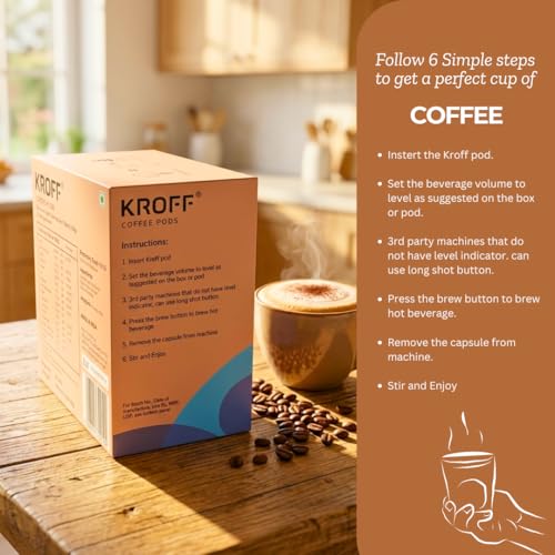 Image of KROFF Mocha Latte Coffee Pods | Dolce Gusto Compatible | Chocolate Coffee Blend with Creamy Milk | 10 Pods Per Box