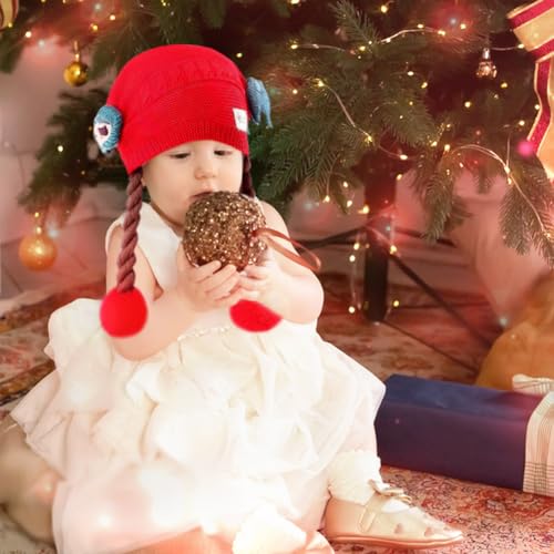 Baby Knitted Winter Hats Kids Winter Warm Cute Faux Braid Pompom Hat Photo Prop Crochet Knit Cap Beanie Hat3