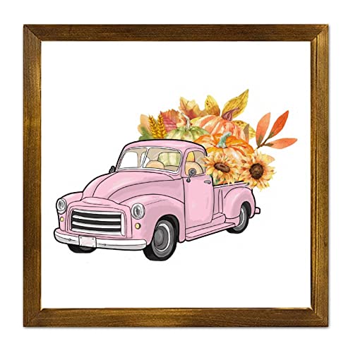 Panneau en bois rose Happy Fall Pumpkin pour célébrer l'automne chez soi