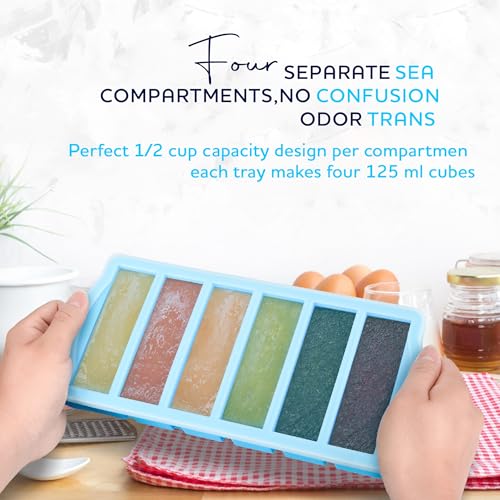 Image of Silicone Freezer Molds with Lids, 1 /2 Cup Soup Freezer Container Reinforced Steel Ring Top for freezing Soup Sauce Broth Leftovers, Silicone Freezer tray 2-Pack, Oven & Dishwasher Safe
