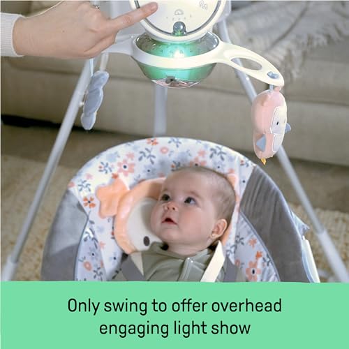 Ingenuity InLighten 5-Speed Baby Swing - Swivel Infant Seat, 5 Point Safety Harness, Nature Sounds, Lights - Nally Owl - Image 4