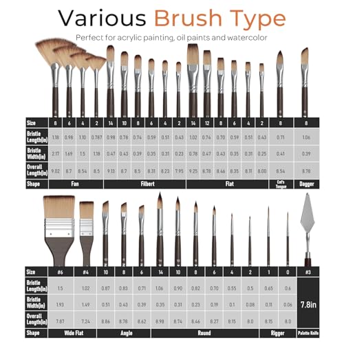 Image of Nicpro 32pcs Paint Brush Set, Professional Paintbrushes with Paint Spatula and Cloth Roll Case, Craft Paint Brushes for Acrylic Painting, Oil, Watercolor, Gouache, Art Supplies for Artists Beginners