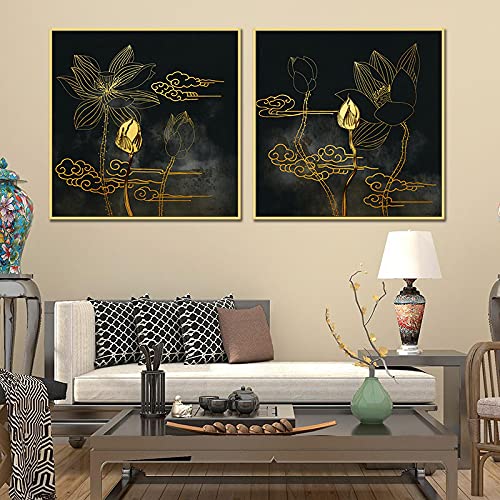 Toile peinture fleur abstraite rétro 80x80cm de style classique pour décoration murale