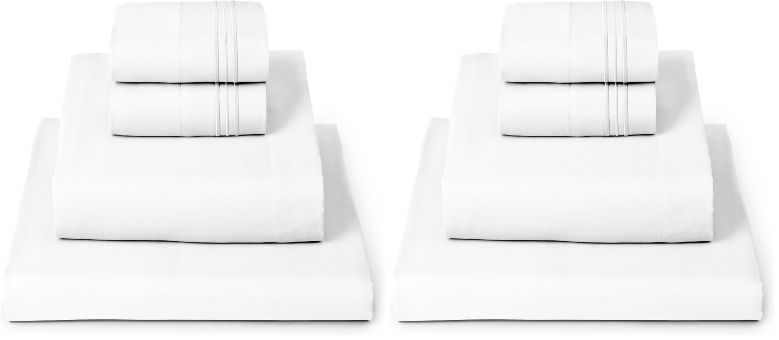 Mellanni Full Sheets Set - 4 PC Iconic Collection Bedding - Hotel Luxury, Extra Soft, Cooling Bed Sheets - Wrinkle, Fade, Stain Resistant (Full, White) (Pack of 2)