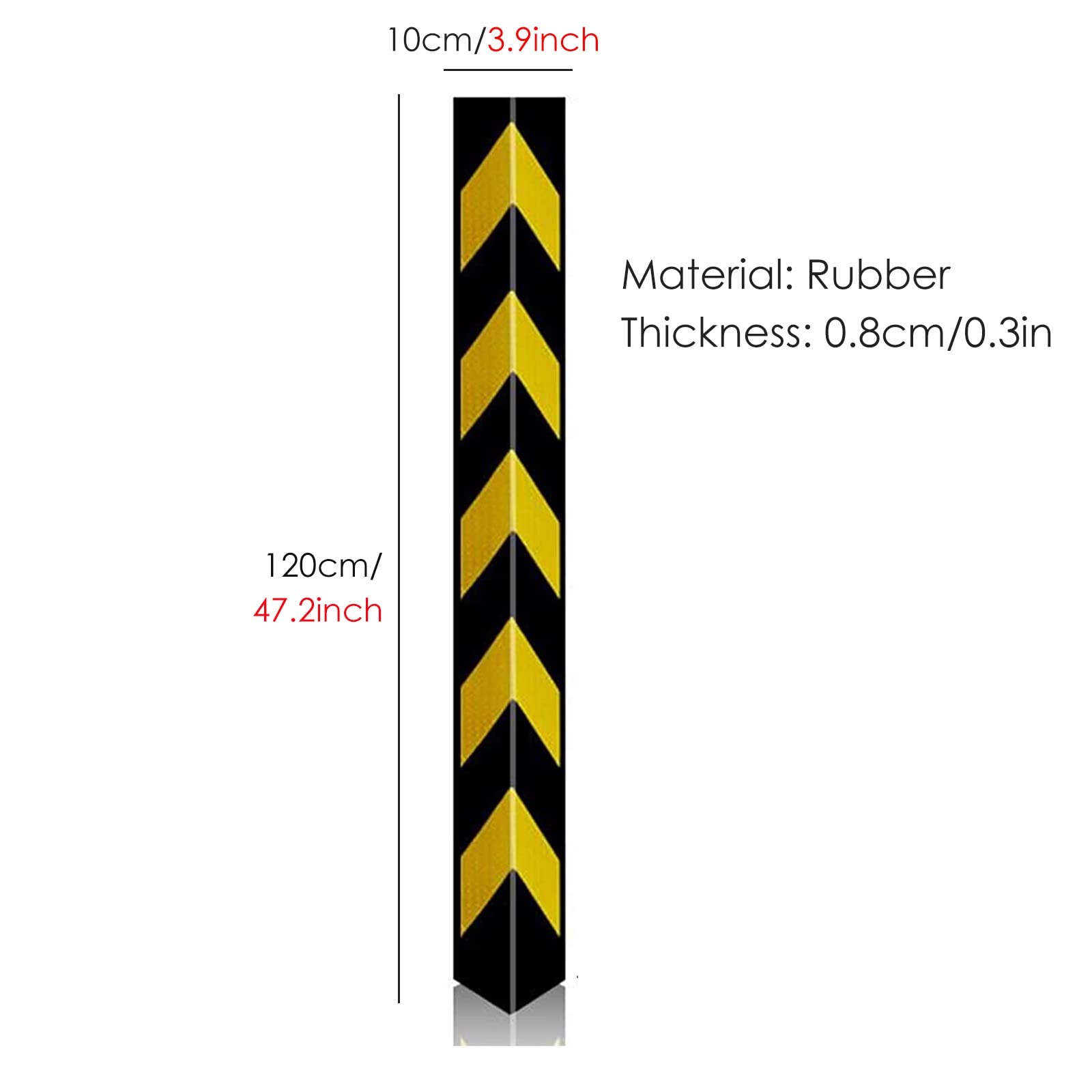 YXXSDP Protector de Esquina Reflectante Goma Esquinero De Pared, Garajes Protector De Esquina Tiras Anti-Bumping para Talleres Almacenes Paredes De Garaje (Size : 120x10x1cm/47.2x3.9x0.4in)