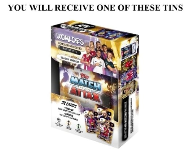 Amazon.com: 2025/26 Topps Match Attax UEFA Champions League Soccer  EXCLUSIVE Collectors Booster TIN with 28 Cards Including Brand new Random  STARBOY Card & (3) EXCLUSIVE WORLDIES LIMITED EDITION Cards! : Toys & Games
