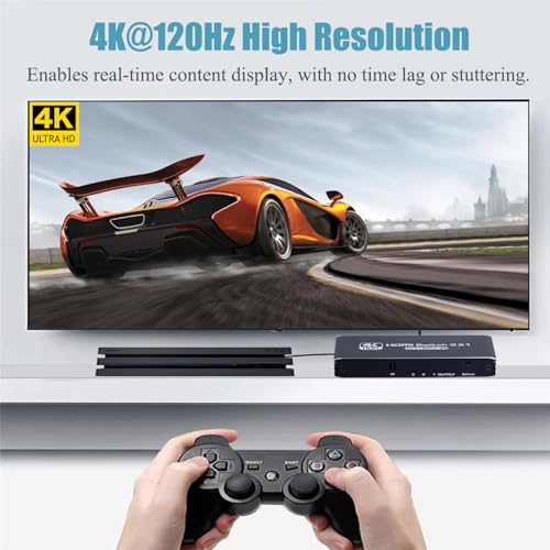 HDMI Switch 3 in 1 Out 4K 120Hz, HDMI Switcher 3x1 with IR Remote Control Support 4K@120Hz, 1080P@240Hz 3D, HDR, HDMI 2.1, HDCP 2.3, Compatible with PS5/ PS4/ PS3, Xbox, TV, DVD etc