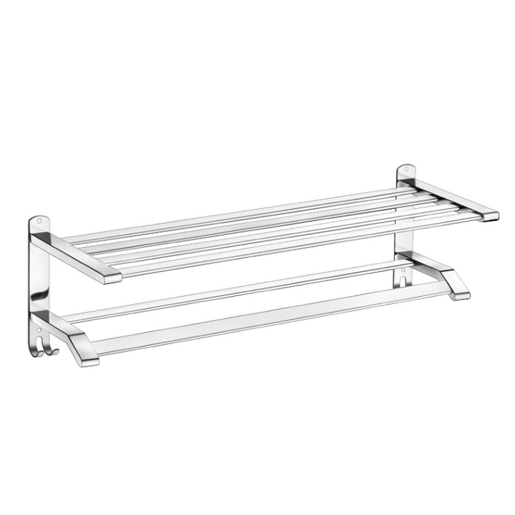 LMYSXAOZ Towel Rack Rail Double Bar Wall Mounted Holder Storage Shelf with Hook Bathroom Accessories Holder/60Cm The New