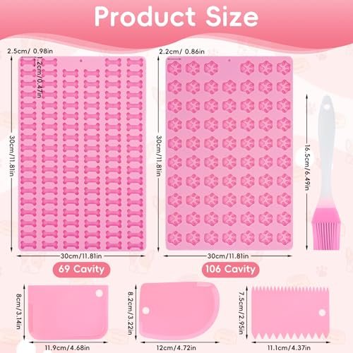 GOTRUST 2er Silikon Backmatte für Hundekekse Mini, Antihaftend Silikonform Hundeleckerli Klein, Wiederverwendbare Silikonmatte Backform, Backmatte für Kekse, Leckerlis, Pralinen