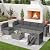 SUNCROWN Outdoor Patio Furniture Set 7 Piece Outdoor Sectional Sofa Grey Wicker Conversation Sofa Set with Coffee Table and Cushions-Grey