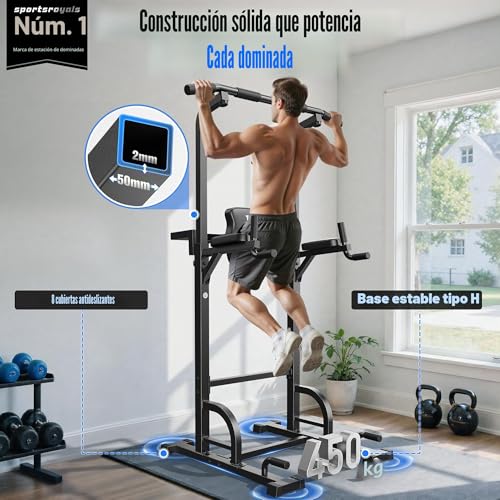 Miniatura 2 de Sportsroyals Power Tower Dip Station Barra De Dominadas Para Gimnasio En Casa, Equipo De Entrenamiento De Fuerza, 204kg