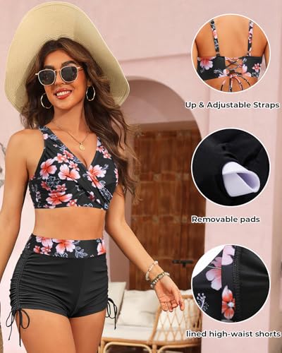 Aqua Eve Bikini with Shorts for Women - Two Piece Swimsuit with Boyshorts 2PC High Waisted Bathing Suits Swimwear3