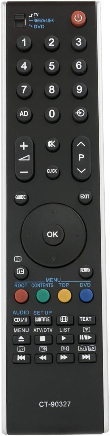 – allimity CT-90327 Replace Remote Control fit for TOSHIBA LCD TV 42XV625D 42XV635D 42XV635DB 42XV635DR 42ZV635DB 46SV685 46XV625D 46XV635D 46XV635DB 46XV635DR 47ZV635 55SV685 55SV685DB 55ZV635