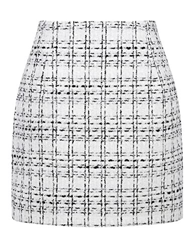 Image of IDEALSANXUN Womens High Waist Plaid Skirt Bodycon Pencil Wool Mini Skirts
