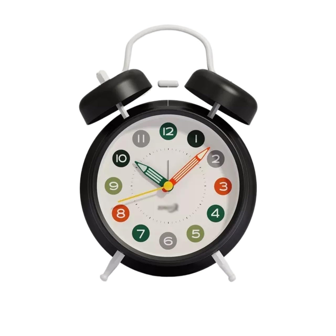 YHxFlux Table clocks 4" Twin Bell Silent Non-Ticking Battery Operated with Backlight for Bedside Table Desk for bedrooms(Black)