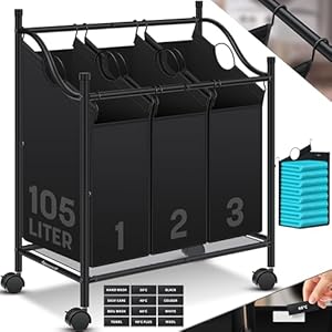 KESSER Wäschekorb-Organizer 3-Fach Rollbar 105L