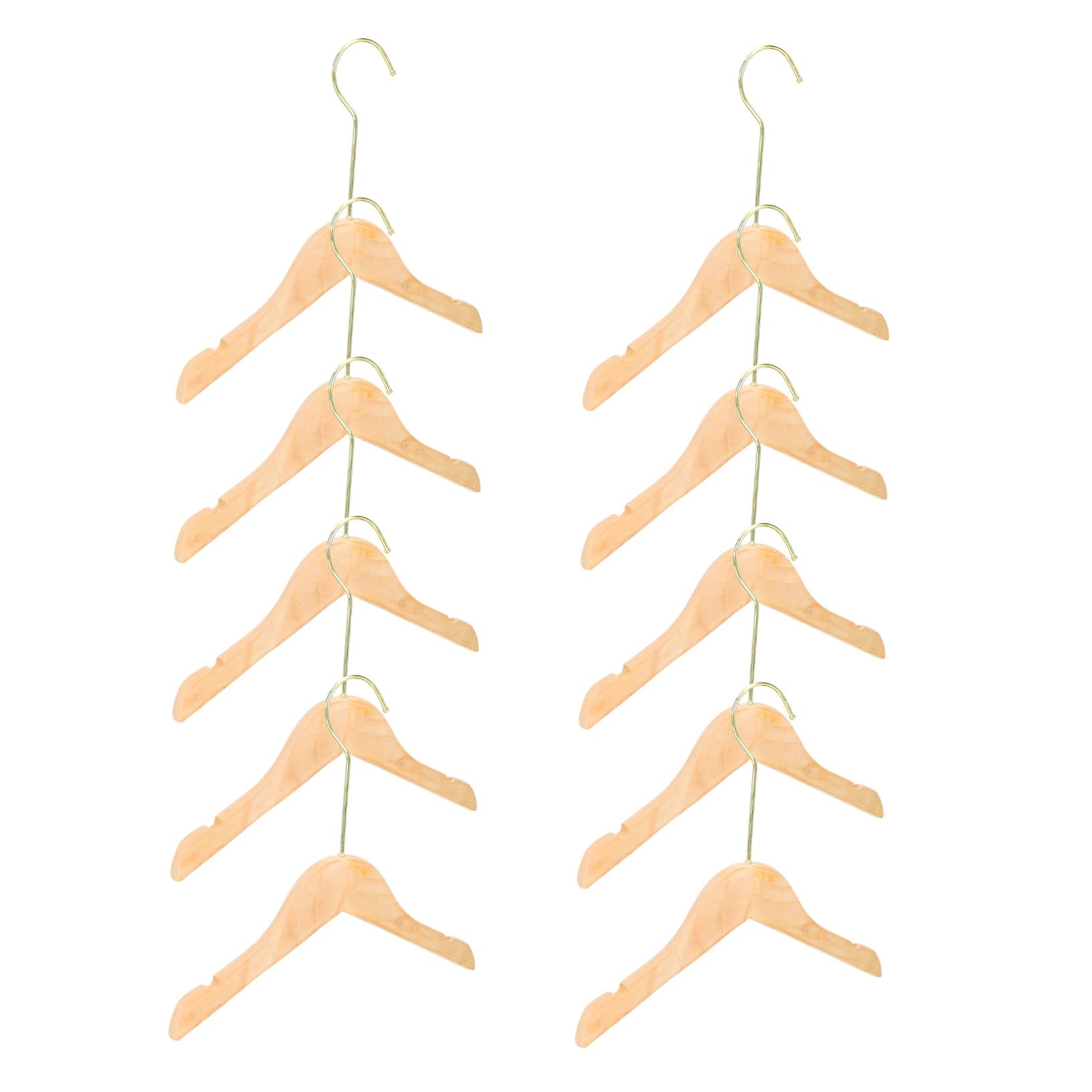 Perchas de Madera para Niños Gancho Dorado, 10 Piezas